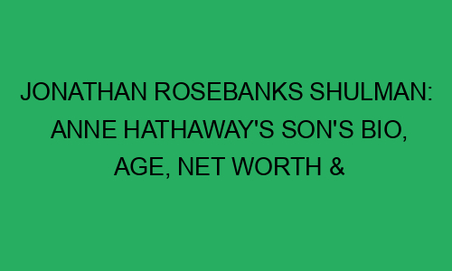 Jonathan Rosebanks Shulman: Anne Hathaway's Son's Bio, Age, Net Worth ...